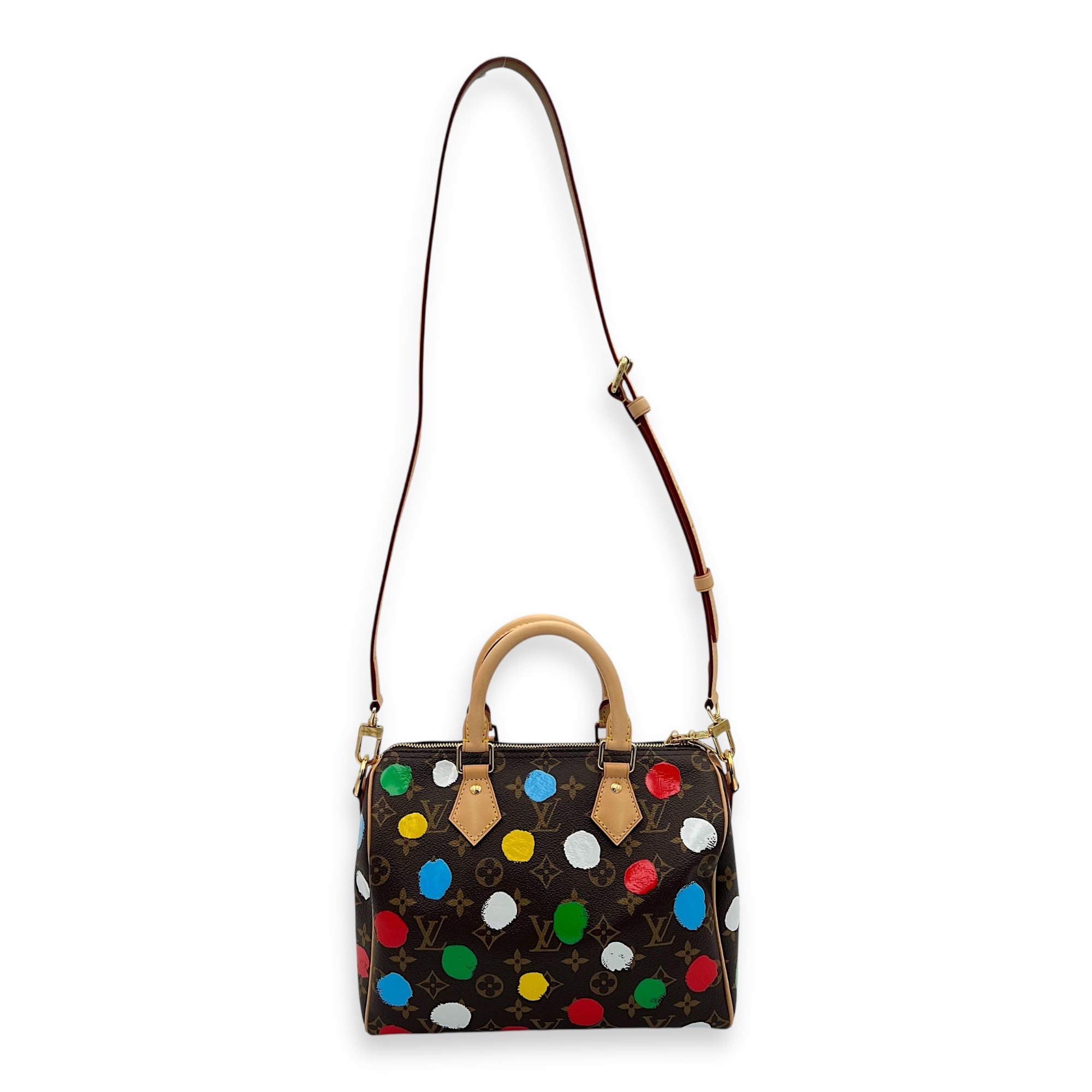 X Yayoi Kusama 25 Multi-colour Top Handle Bag in Monogram Coated Canvas, Gold hardware