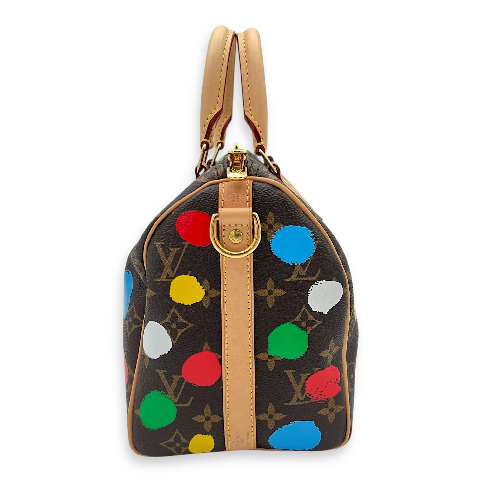 X Yayoi Kusama 25 Multi-colour Top Handle Bag in Monogram Coated Canvas, Gold hardware