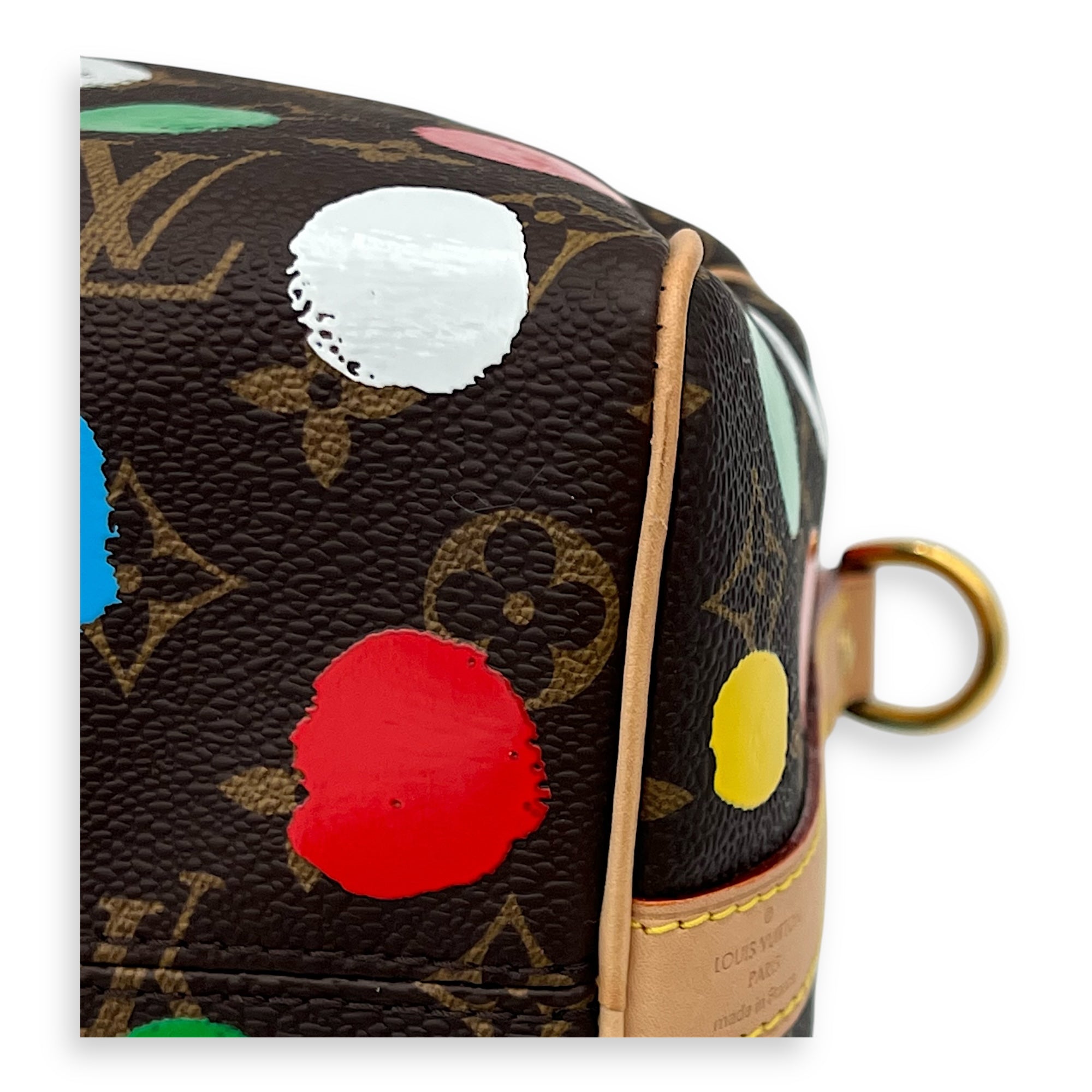 X Yayoi Kusama 25 Multi-colour Top Handle Bag in Monogram Coated Canvas, Gold hardware