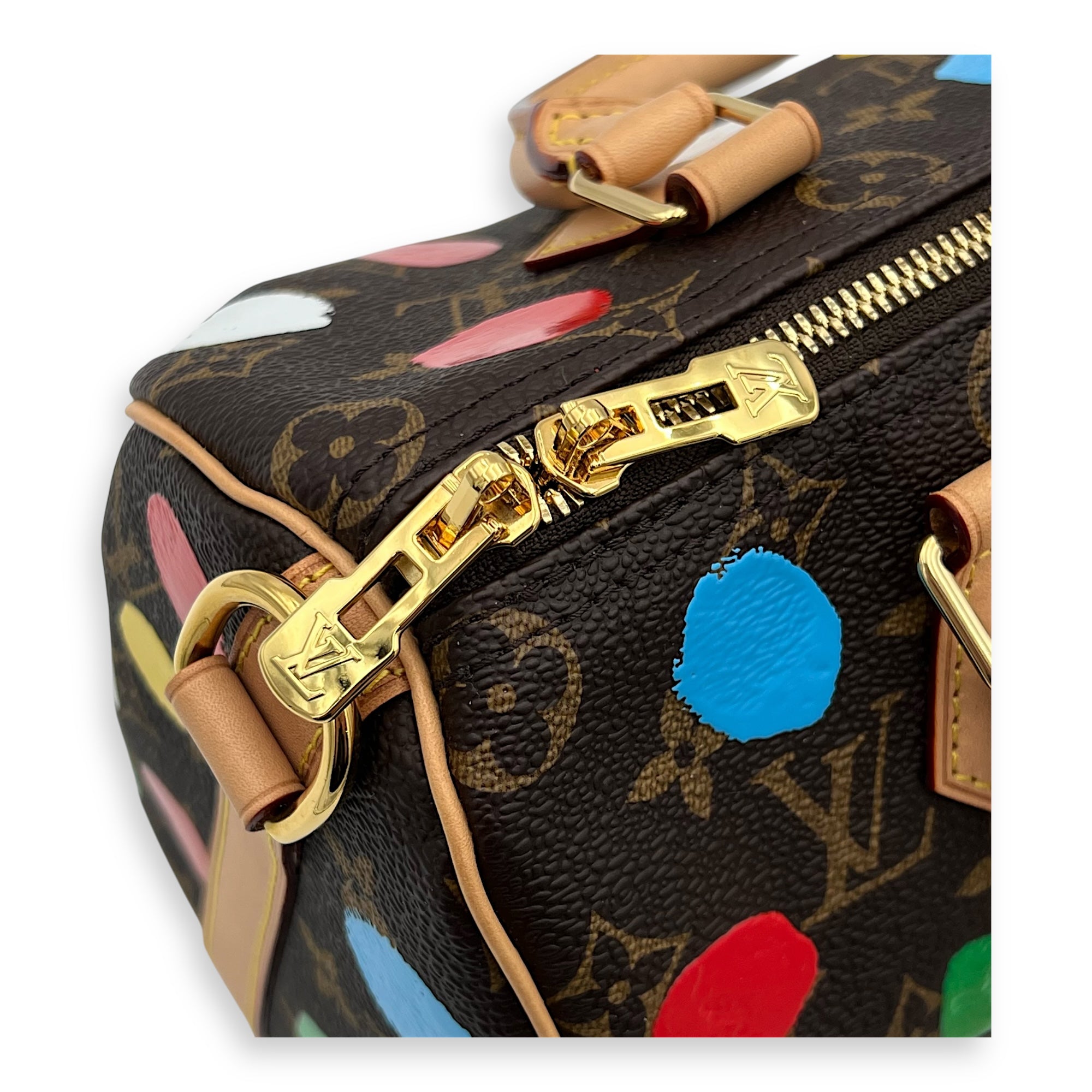 X Yayoi Kusama 25 Multi-colour Top Handle Bag in Monogram Coated Canvas, Gold hardware