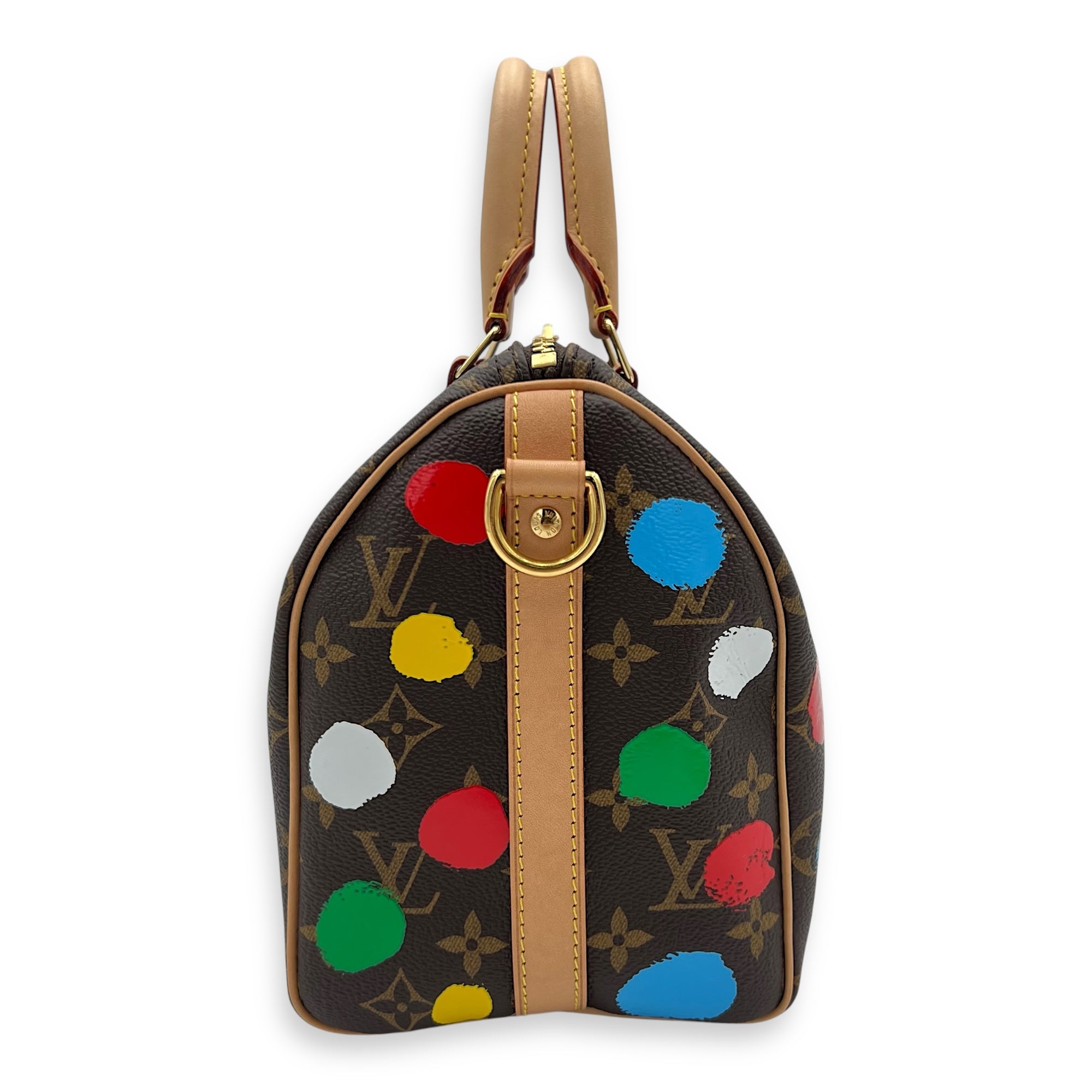 X Yayoi Kusama 25 Multi-colour Top Handle Bag in Monogram Coated Canvas, Gold hardware