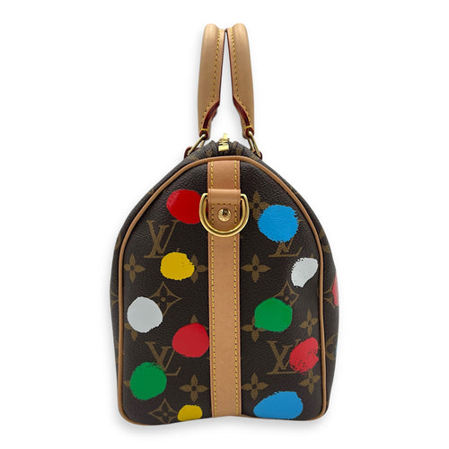 X Yayoi Kusama 25 Multi-colour Top Handle Bag in Monogram Coated Canvas, Gold hardware