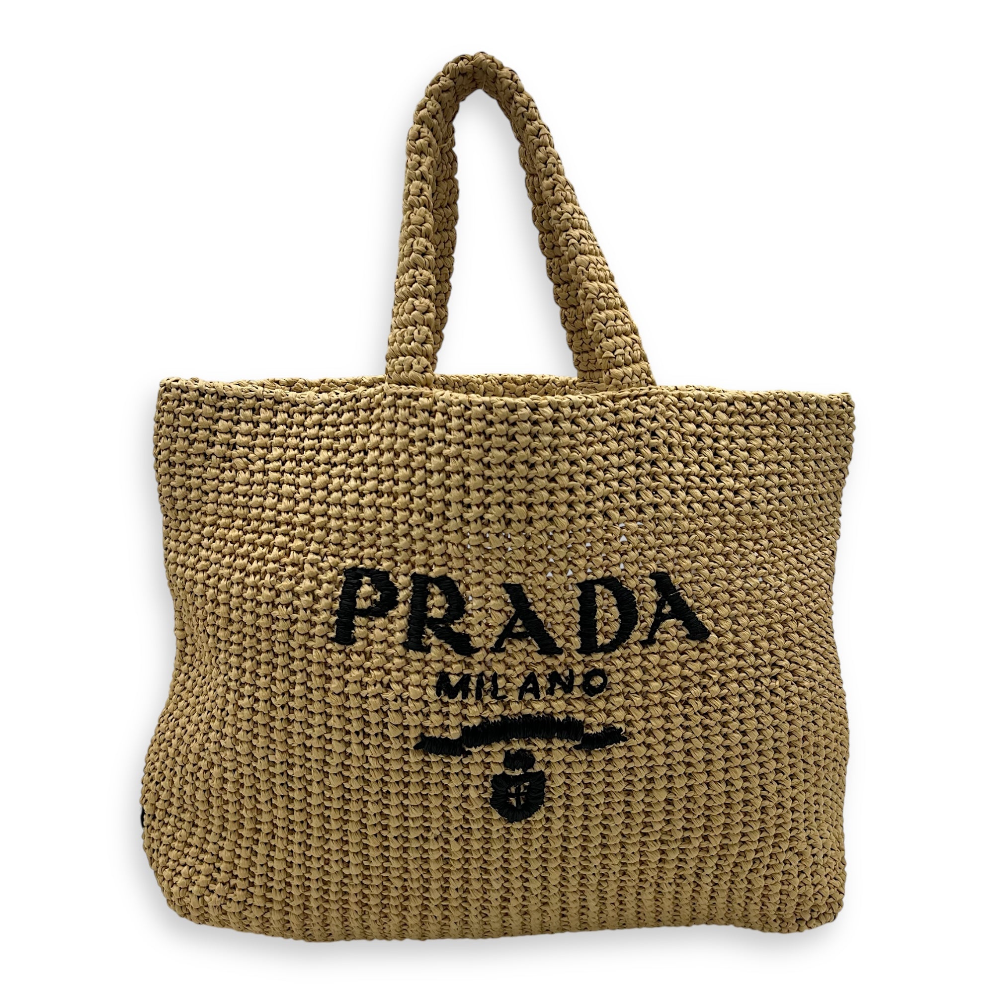 Logo Tote Bag Brown in Raffia