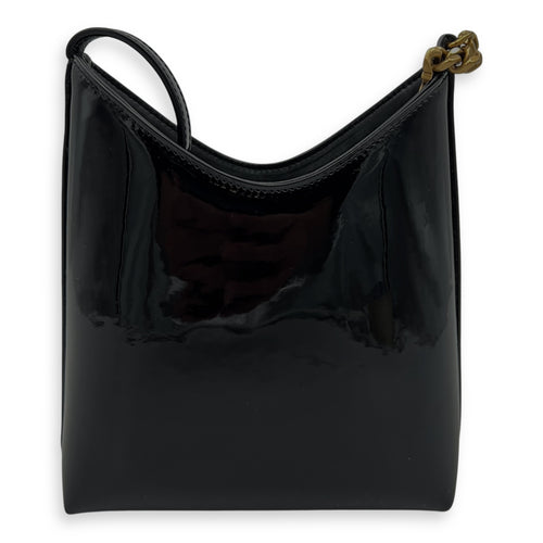 Logo Bucket Bag Black in Patent Leather, Gold hardware