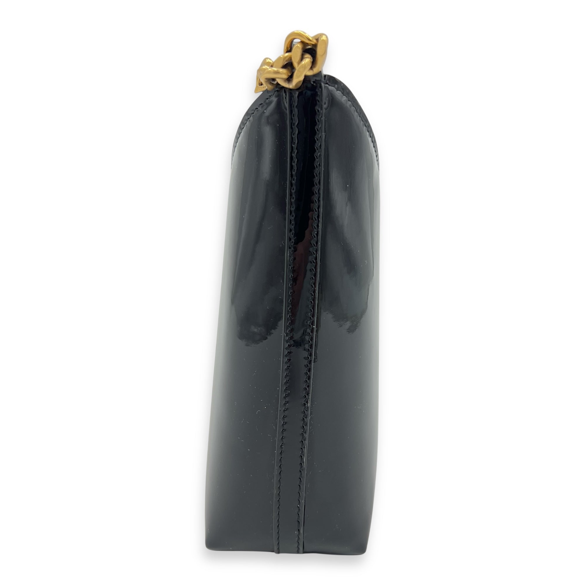 Logo Bucket Bag Black in Patent Leather, Gold hardware