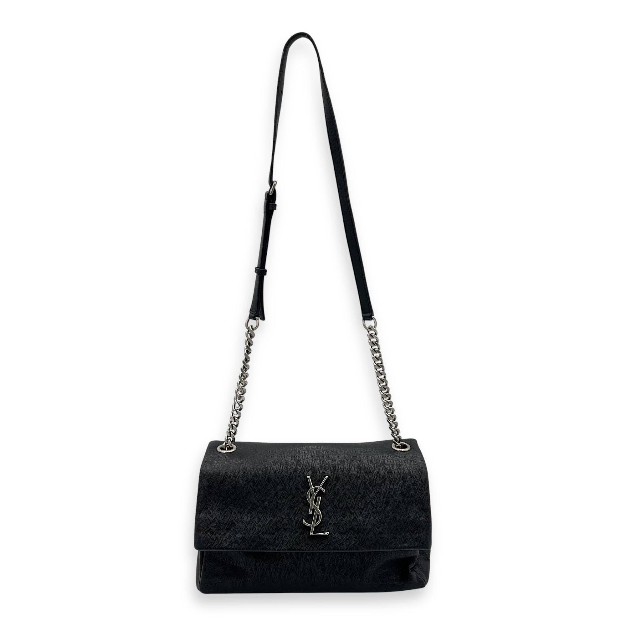 West Hollywood Shoulder Bag Black in Calfskin, Silver hardware