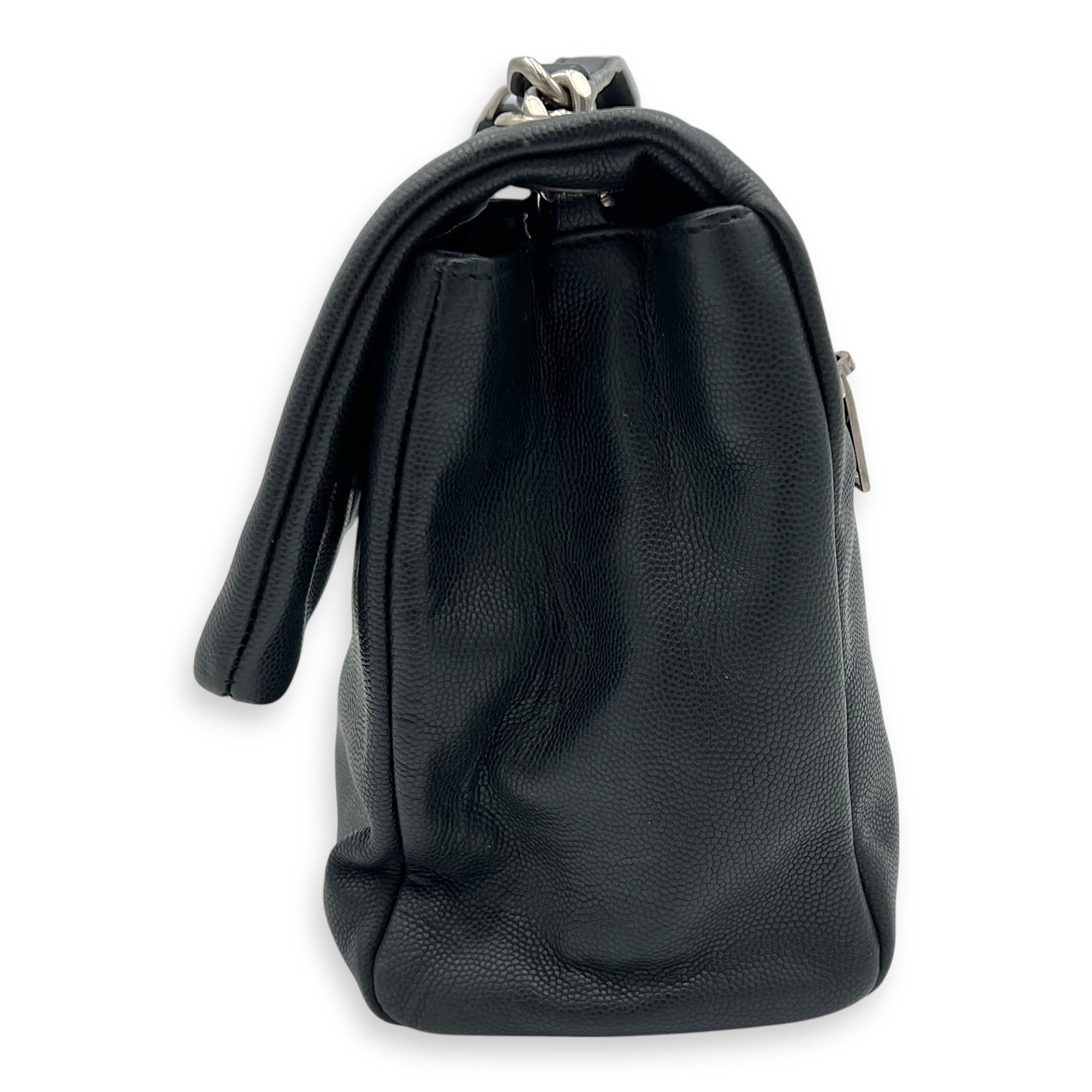 West Hollywood Shoulder Bag Black in Calfskin, Silver hardware