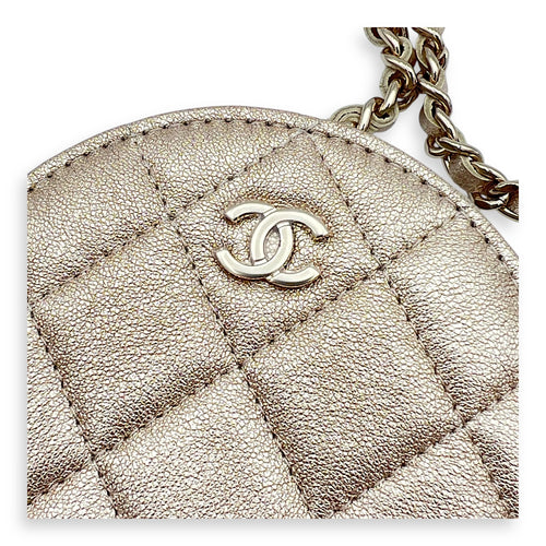 VIP Gift Round Pouch and Airpods Holder Charm Gold in Calfskin, Gold hardware