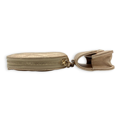 VIP Gift Round Pouch and Airpods Holder Charm Gold in Calfskin, Gold hardware
