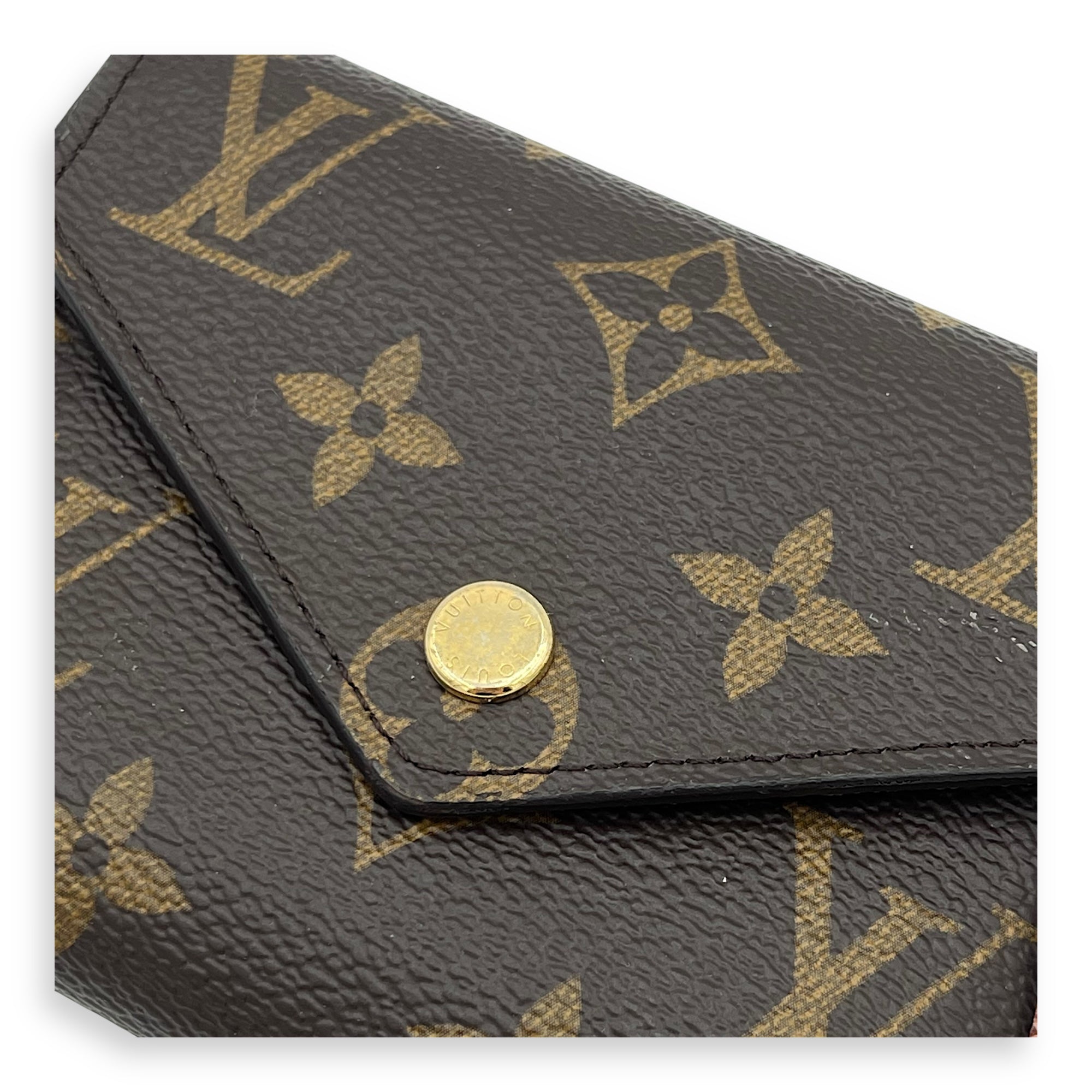 Victorine Wallet Brown in Monogram Coated Canvas, Gold hardware