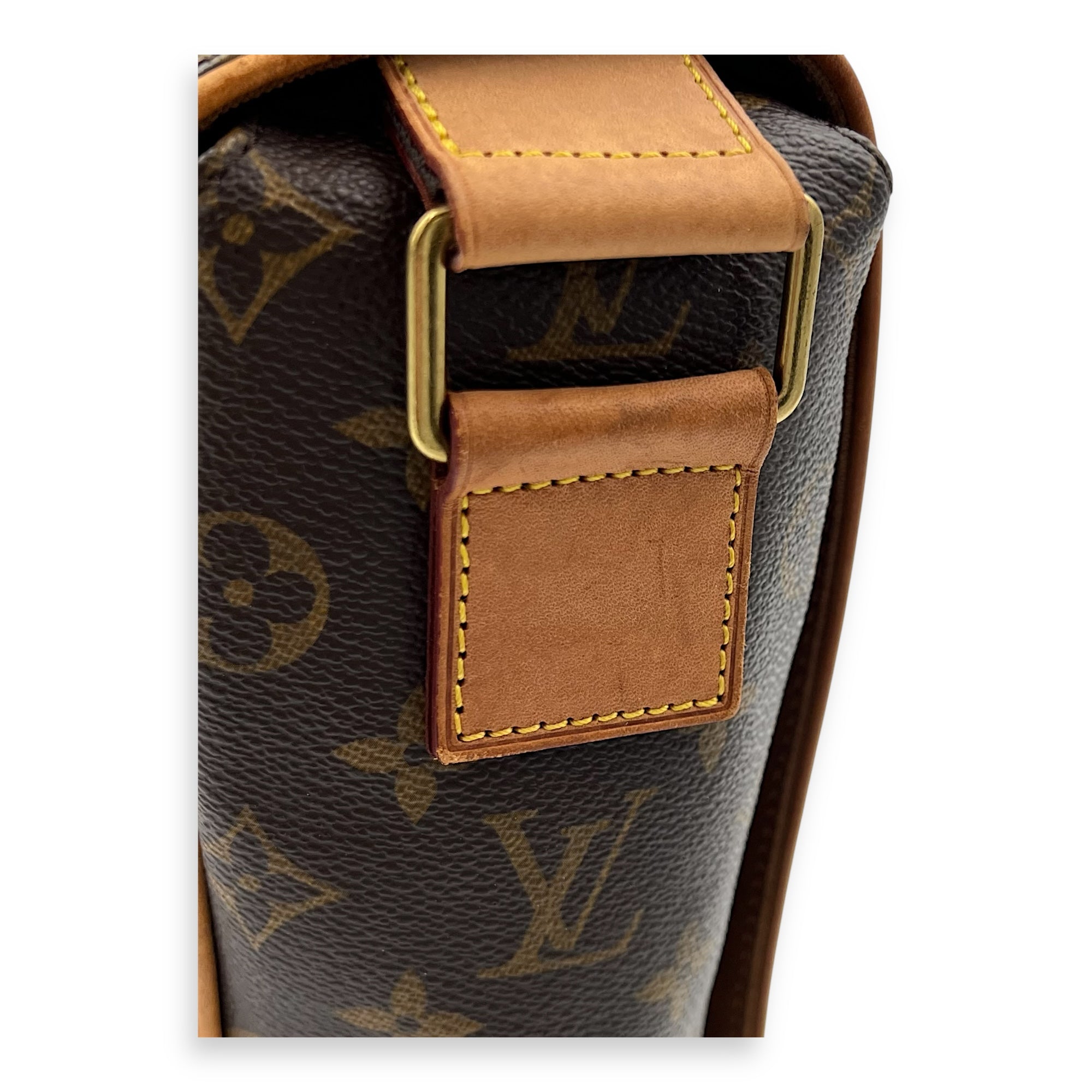 Valmy GM Brown Messenger in Monogram Coated Canvas, Gold hardware