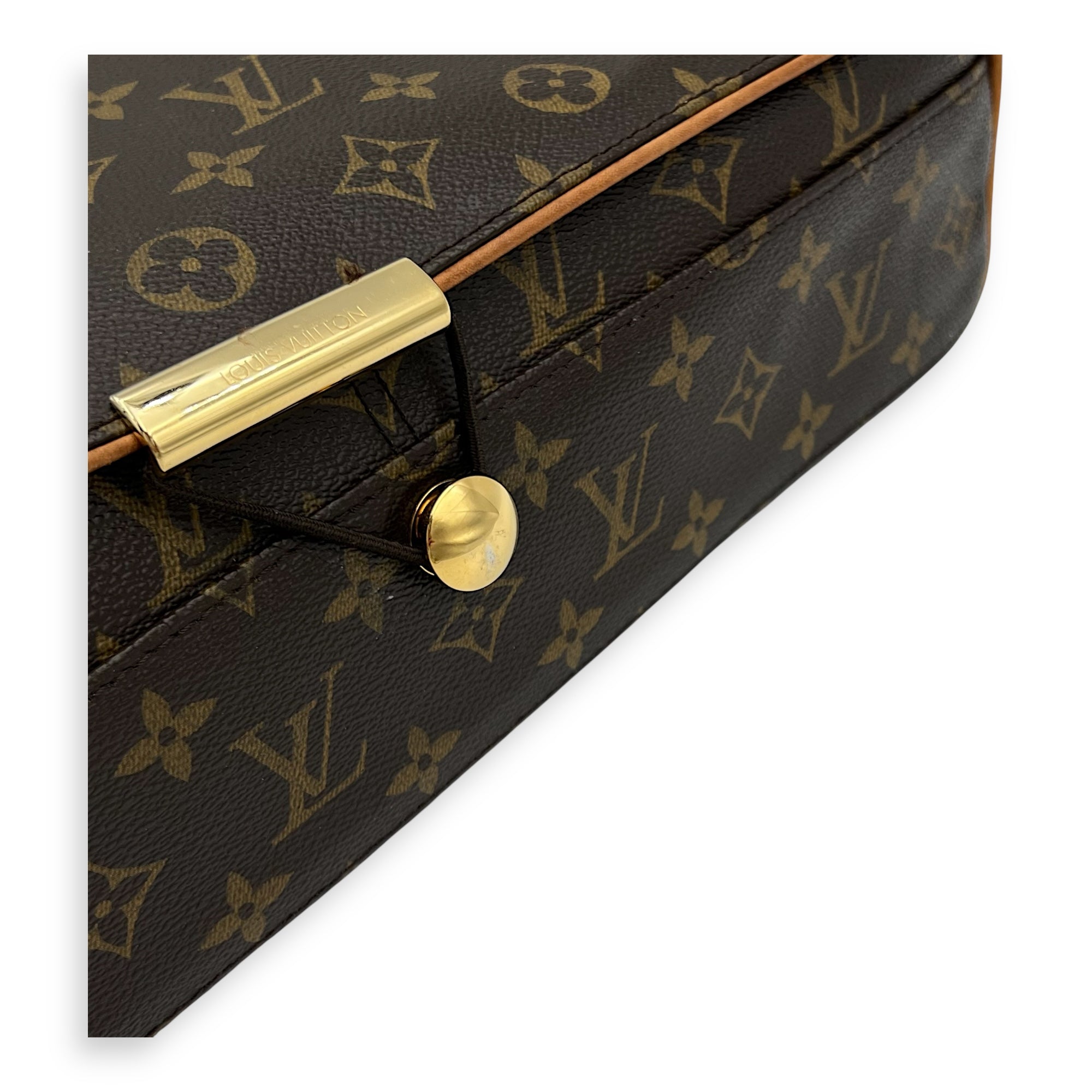 Valmy GM Brown Messenger in Monogram Coated Canvas, Gold hardware