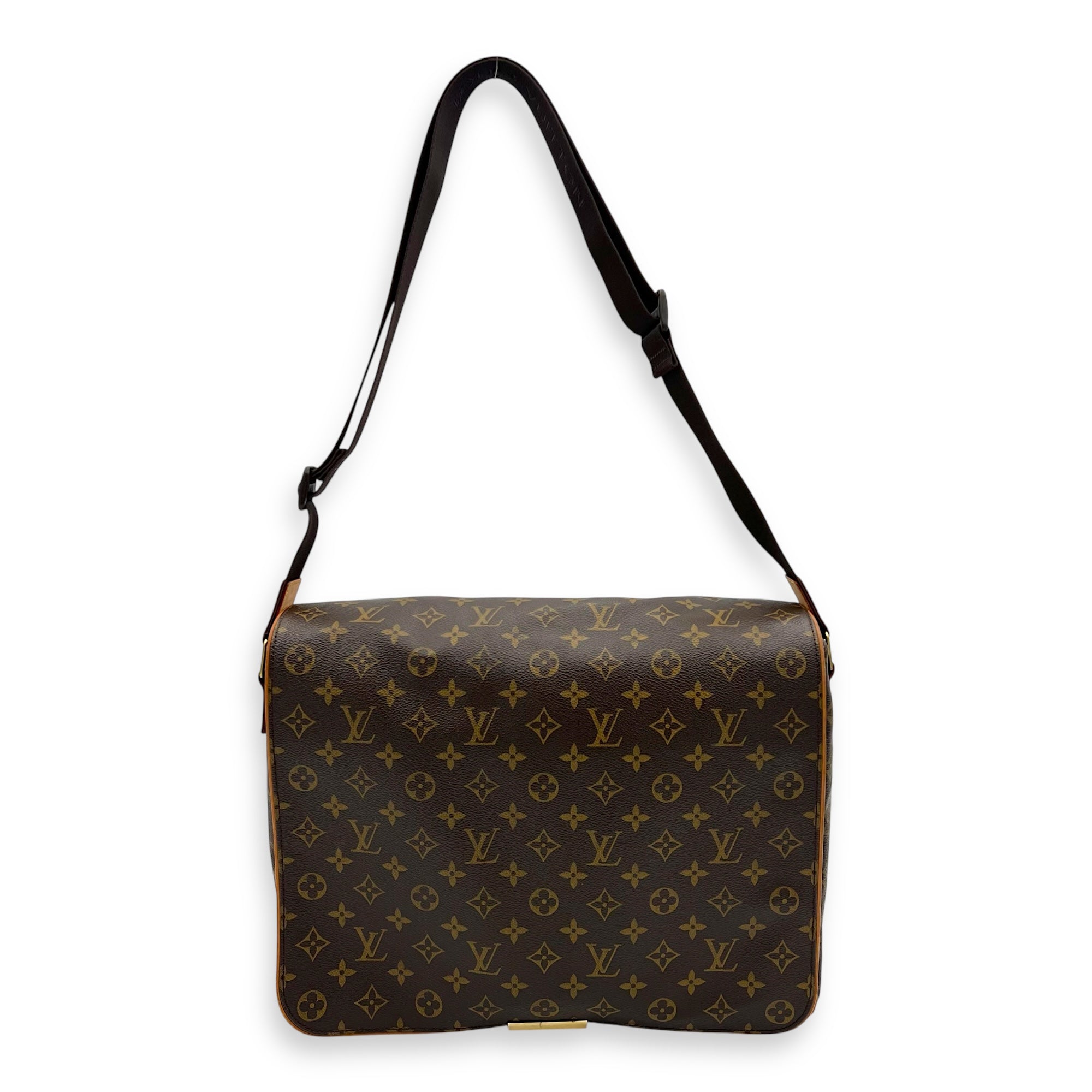 Valmy GM Brown Messenger in Monogram Coated Canvas, Gold hardware