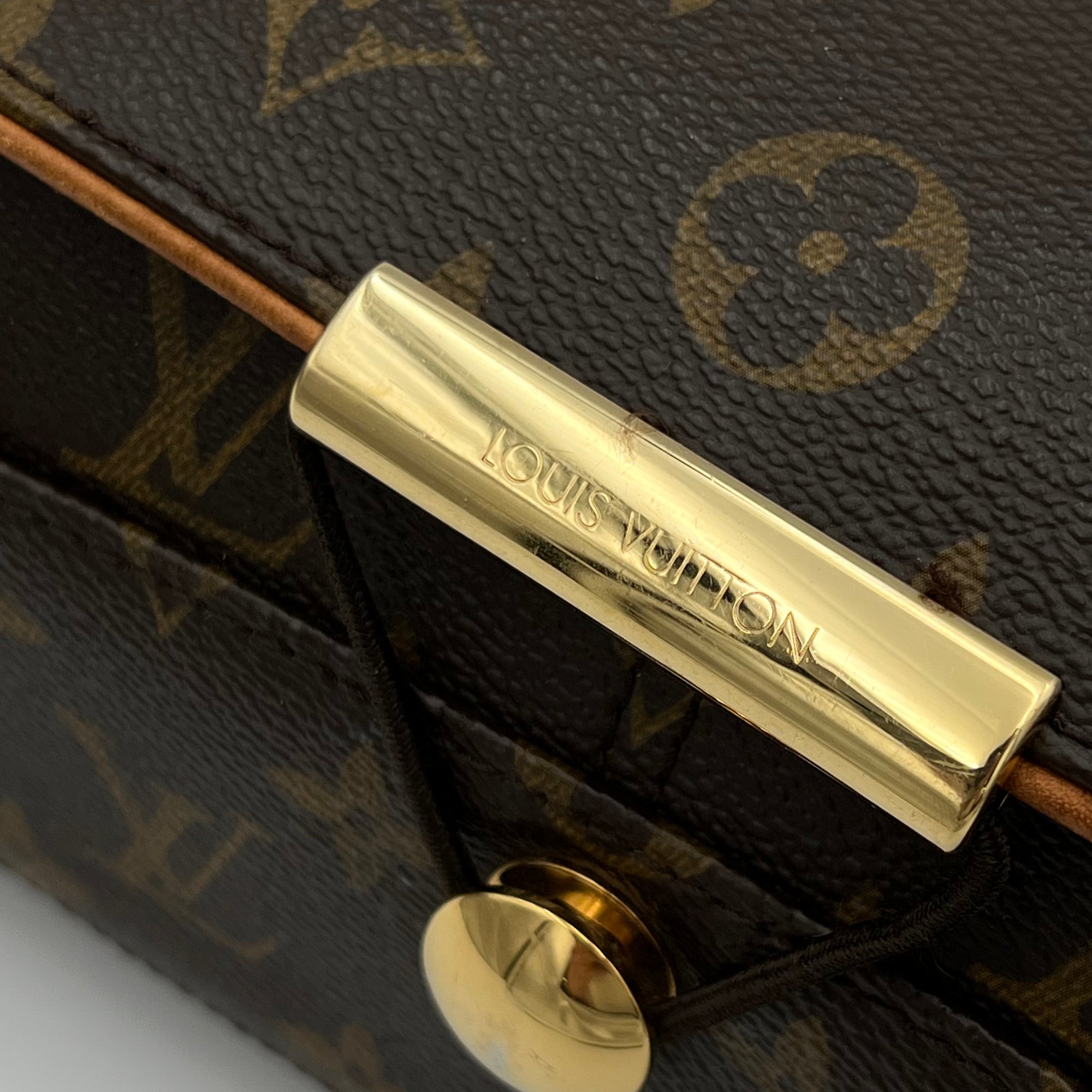 Valmy GM Brown Messenger in Monogram Coated Canvas, Gold hardware