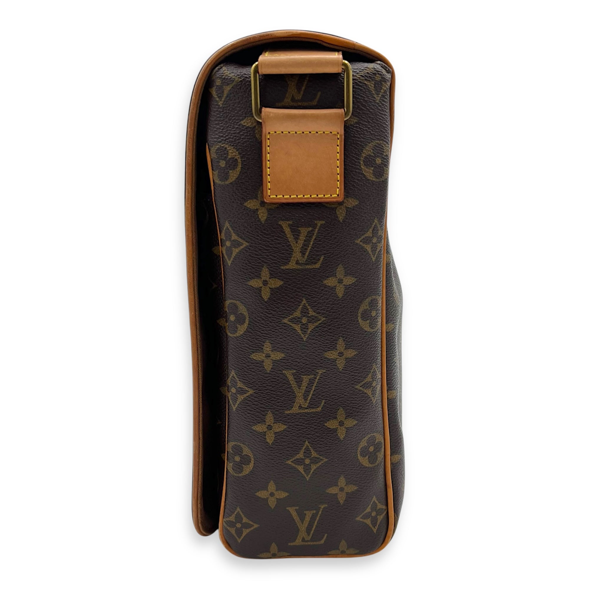 Valmy GM Brown Messenger in Monogram Coated Canvas, Gold hardware
