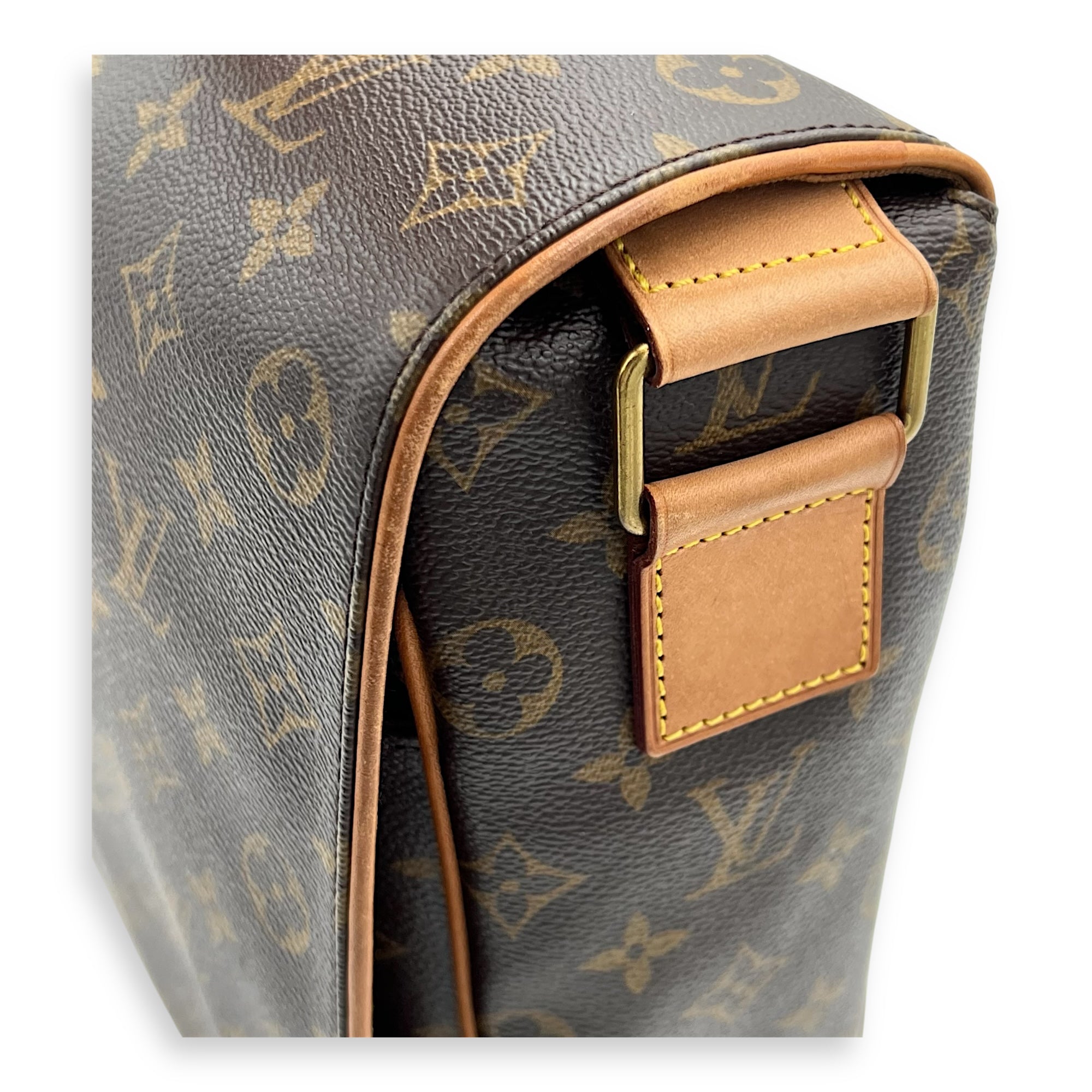 Valmy GM Brown Messenger in Monogram Coated Canvas, Gold hardware