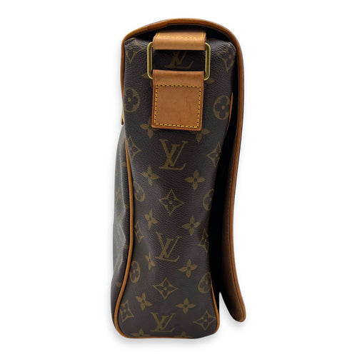 Valmy GM Brown Messenger in Monogram Coated Canvas, Gold hardware