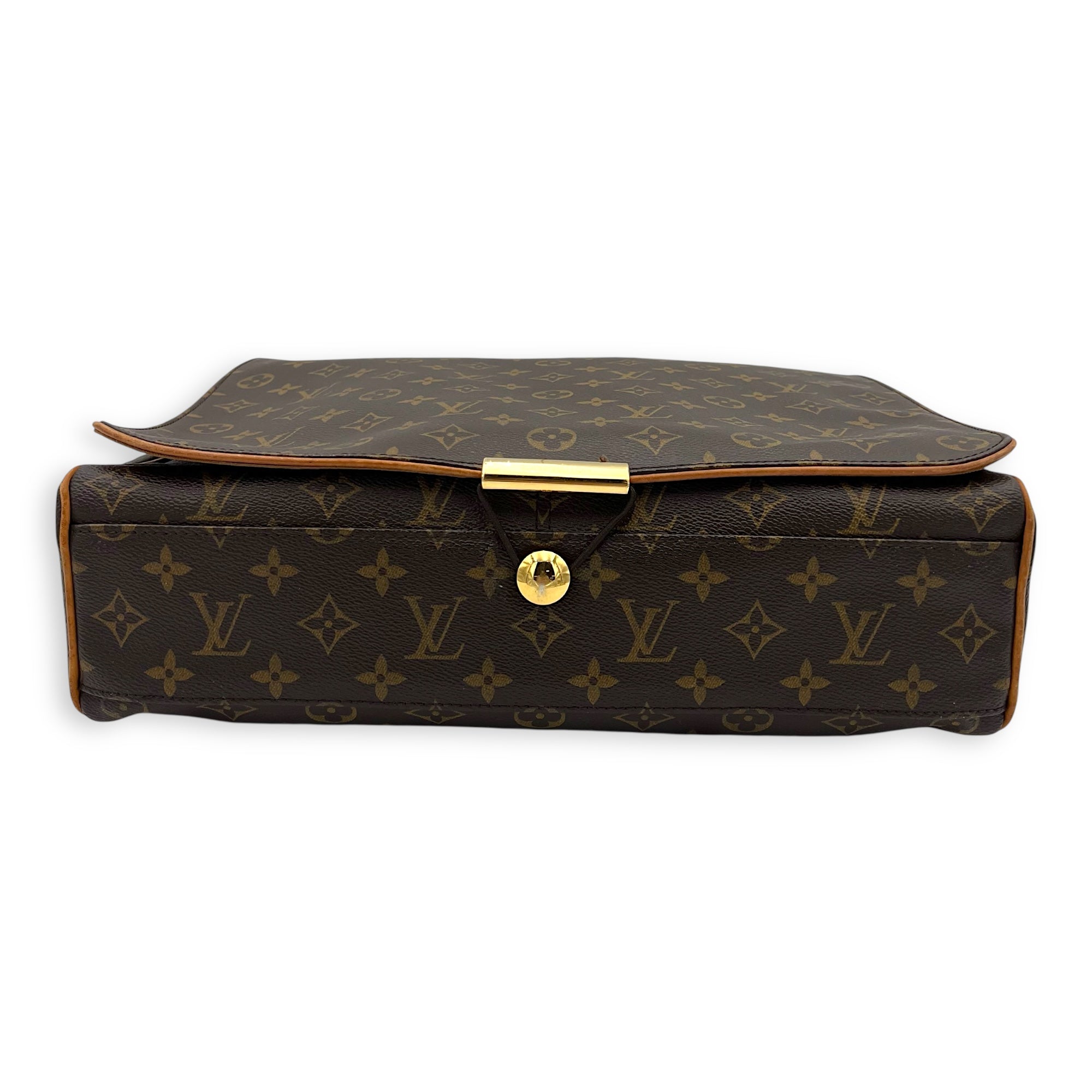 Valmy GM Brown Messenger in Monogram Coated Canvas, Gold hardware