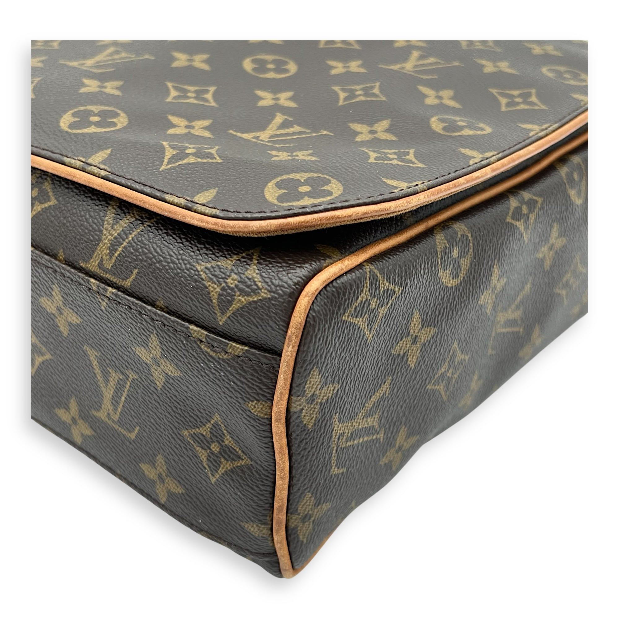 Valmy GM Brown Messenger in Monogram Coated Canvas, Gold hardware
