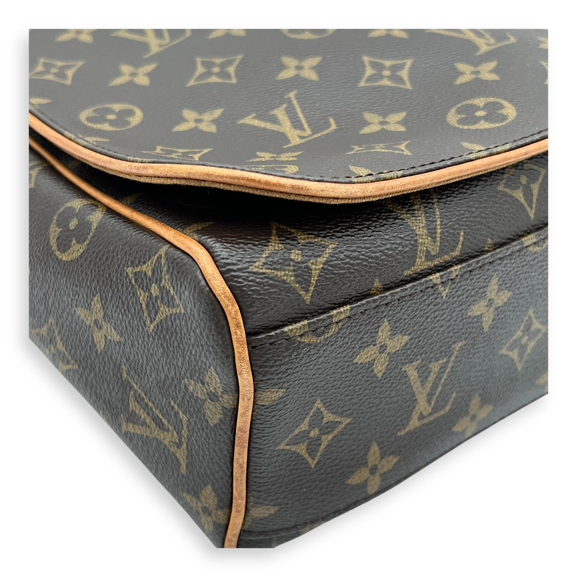Valmy GM Brown Messenger in Monogram Coated Canvas, Gold hardware