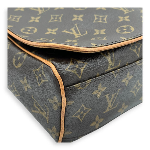 Valmy GM Brown Messenger in Monogram Coated Canvas, Gold hardware