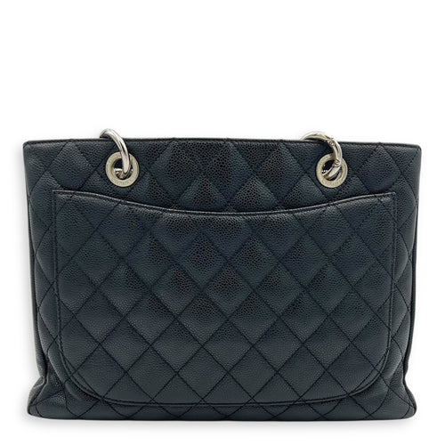 GST Tote Bag Black in Caviar Leather, Silver hardware