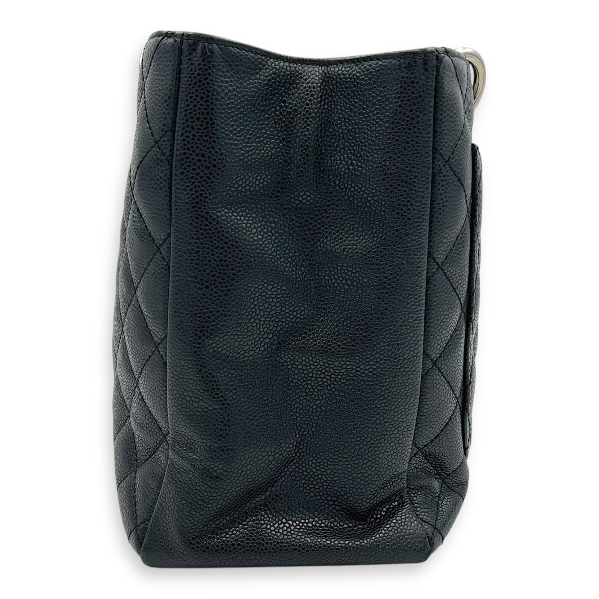 GST Tote Bag Black in Caviar Leather, Silver hardware