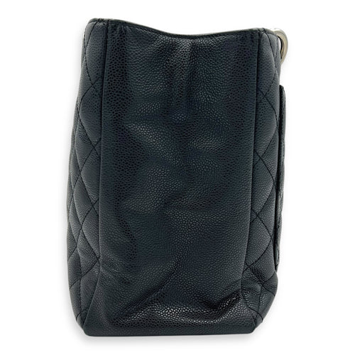 GST Tote Bag Black in Caviar Leather, Silver hardware