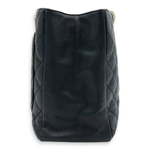 GST Tote Bag Black in Caviar Leather, Silver hardware