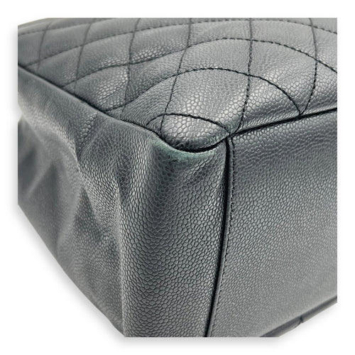 GST Tote Bag Black in Caviar Leather, Silver hardware