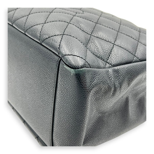 GST Tote Bag Black in Caviar Leather, Silver hardware