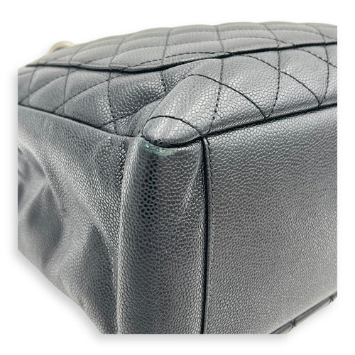 GST Tote Bag Black in Caviar Leather, Silver hardware
