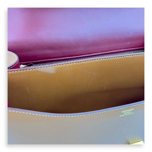 Constance Cartable 29 Naturel Sable Shoulder Bag in Veau Butler, Gold hardware