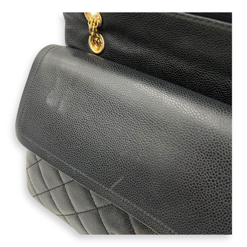 2.55 Shoulder Bag Black in Caviar Leather, Gold hardware
