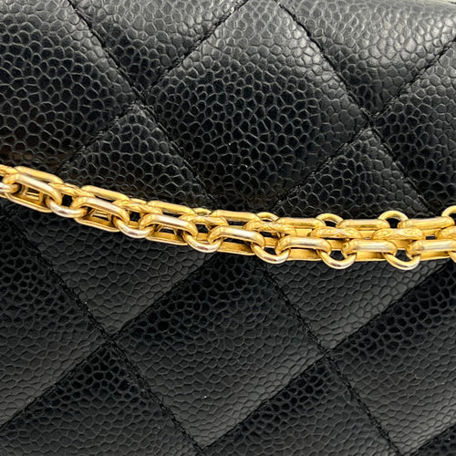 2.55 Shoulder Bag Black in Caviar Leather, Gold hardware