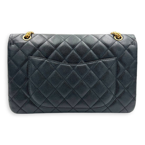 2.55 Shoulder Bag Black in Caviar Leather, Gold hardware