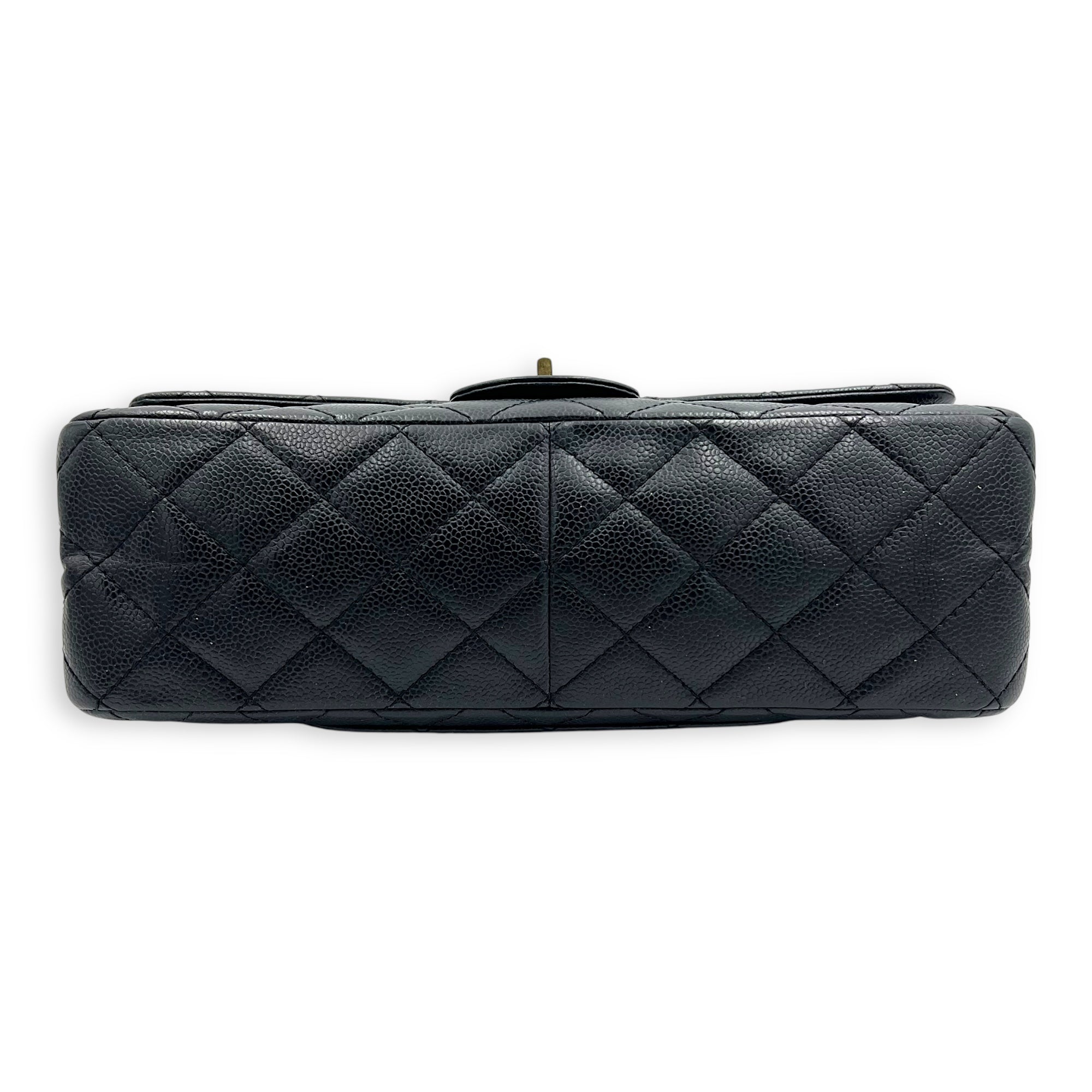 2.55 Shoulder Bag Black in Caviar Leather, Gold hardware