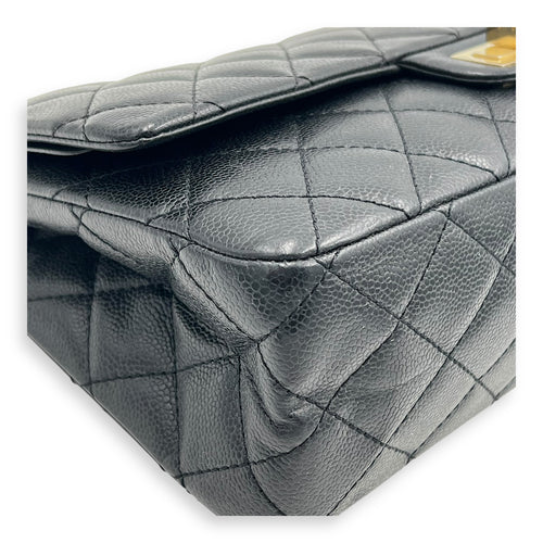 2.55 Shoulder Bag Black in Caviar Leather, Gold hardware