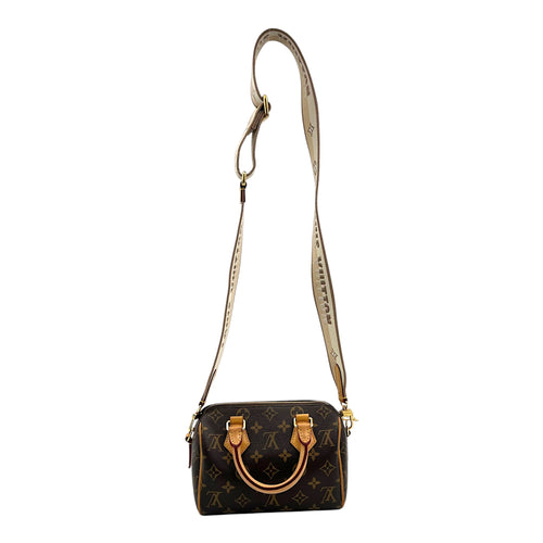 Speedy Top Handle Bag 20 Brown in Monogram Coated Canvas, Gold hardware