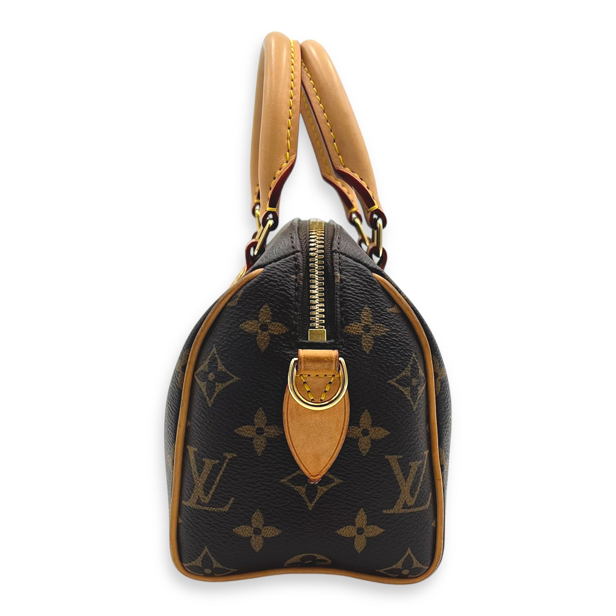 Speedy Top Handle Bag 20 Brown in Monogram Coated Canvas, Gold hardware