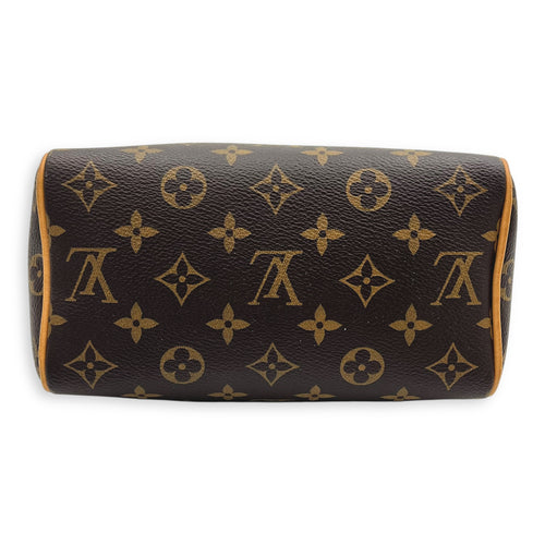 Speedy Top Handle Bag 20 Brown in Monogram Coated Canvas, Gold hardware