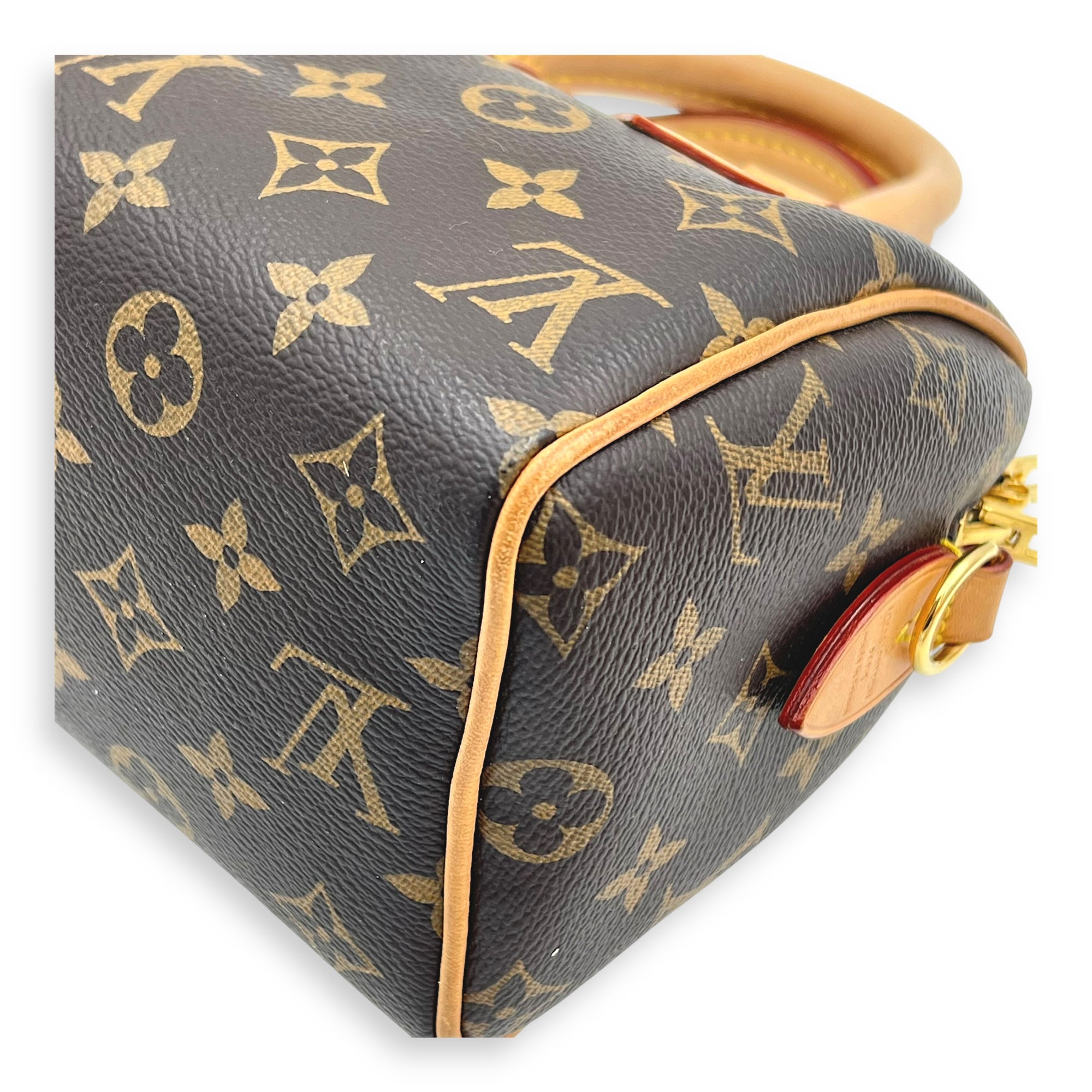 Speedy Top Handle Bag 20 Brown in Monogram Coated Canvas, Gold hardware