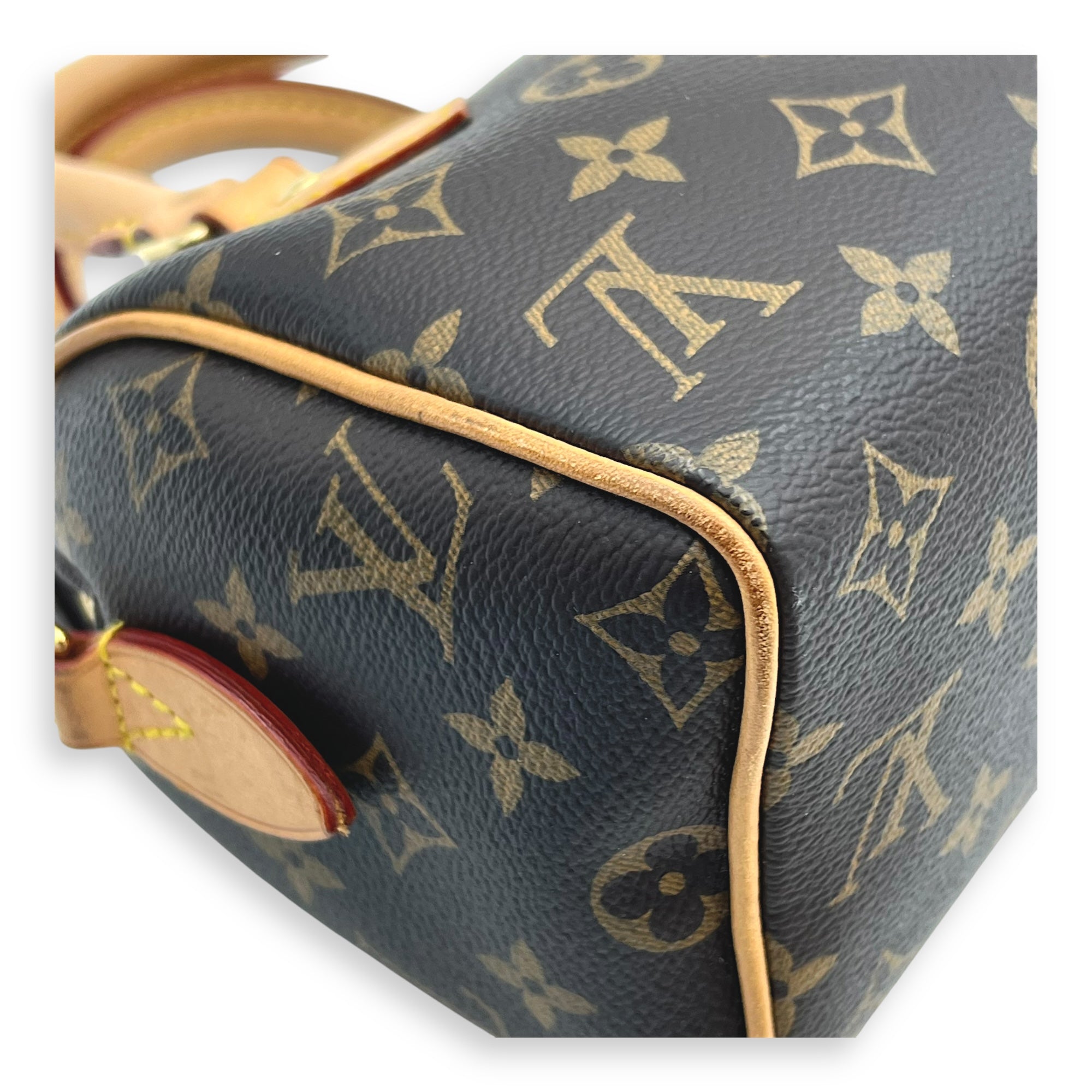 Speedy Top Handle Bag 20 Brown in Monogram Coated Canvas, Gold hardware
