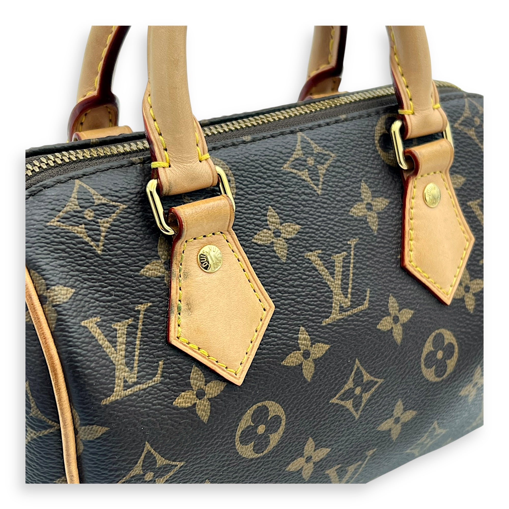 Speedy Top Handle Bag 20 Brown in Monogram Coated Canvas, Gold hardware