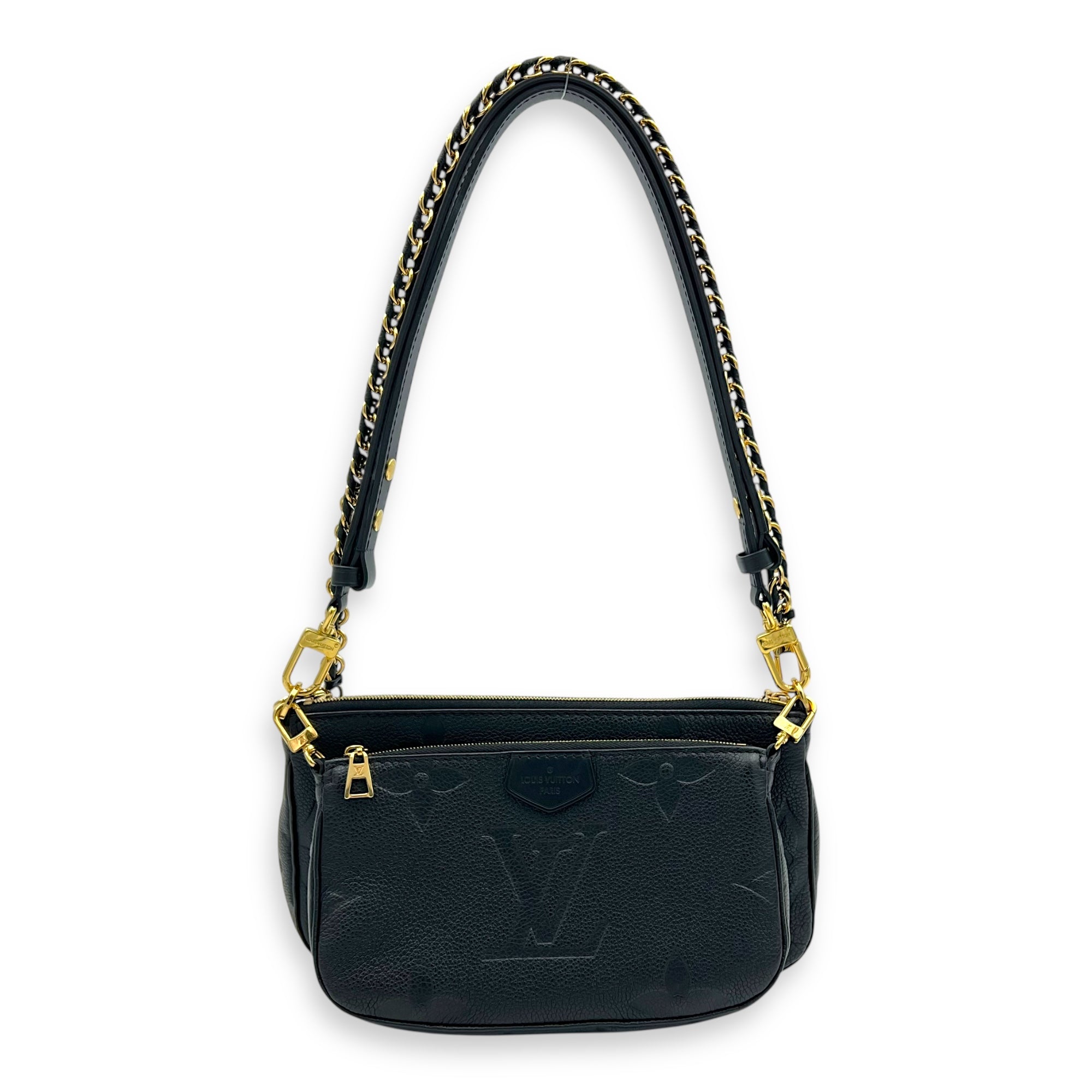 Multi-Pochette Accessoires Shoulder Bag Black in Empreinte Leather, Gold hardware