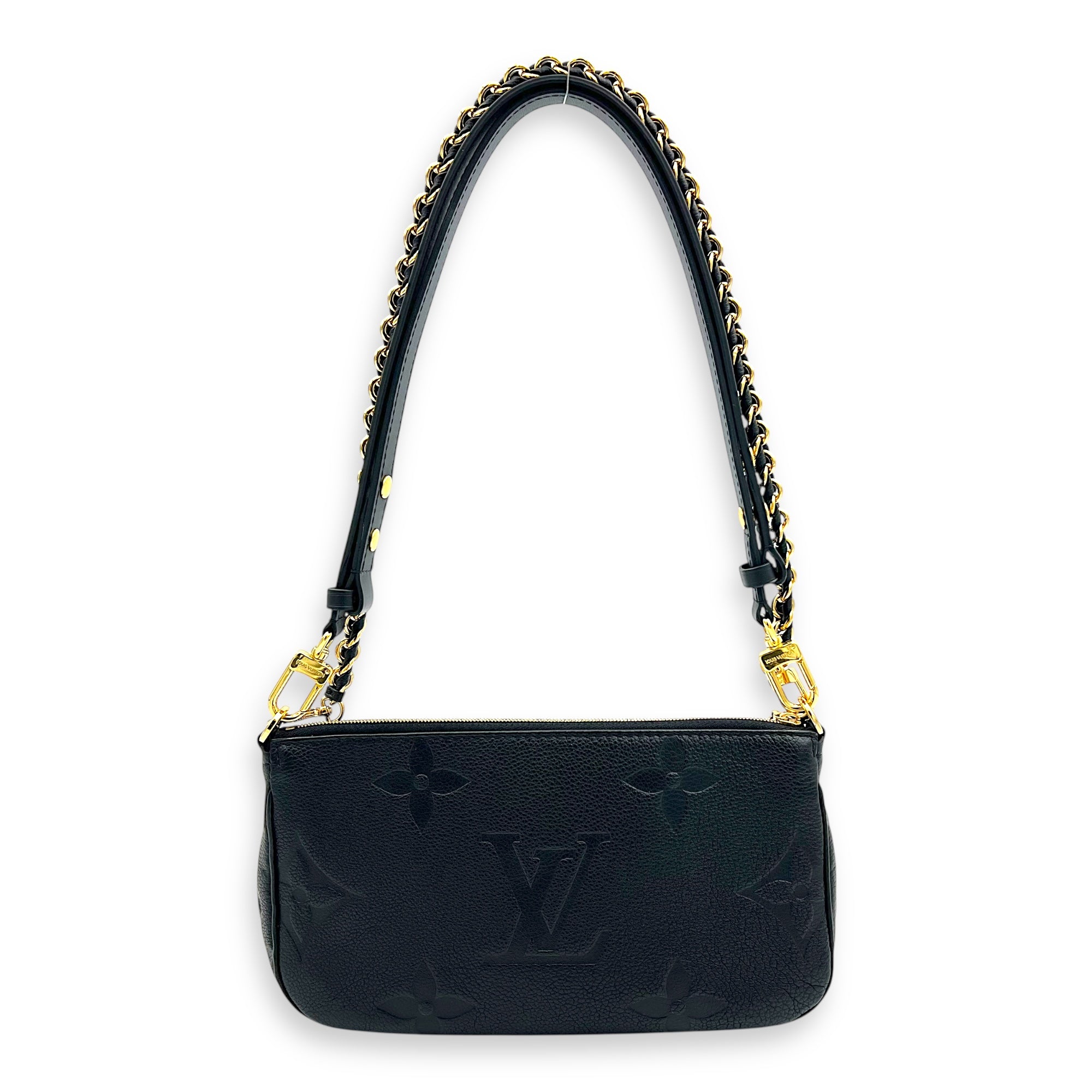 Multi-Pochette Accessoires Shoulder Bag Black in Empreinte Leather, Gold hardware