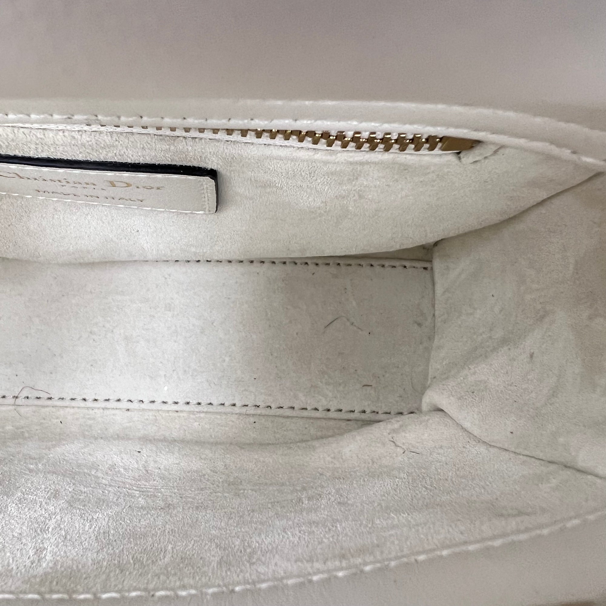 Lady Dior Mini White Top Handle Bag in Lambskin, Gold hardware