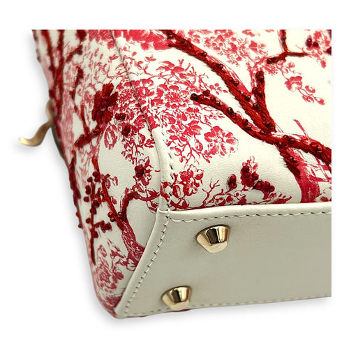 Lady Dior Mini White Top Handle Bag in Lambskin, Gold hardware