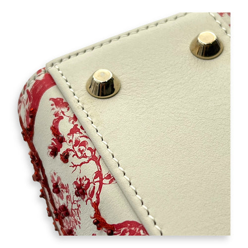 Lady Dior Mini White Top Handle Bag in Lambskin, Gold hardware