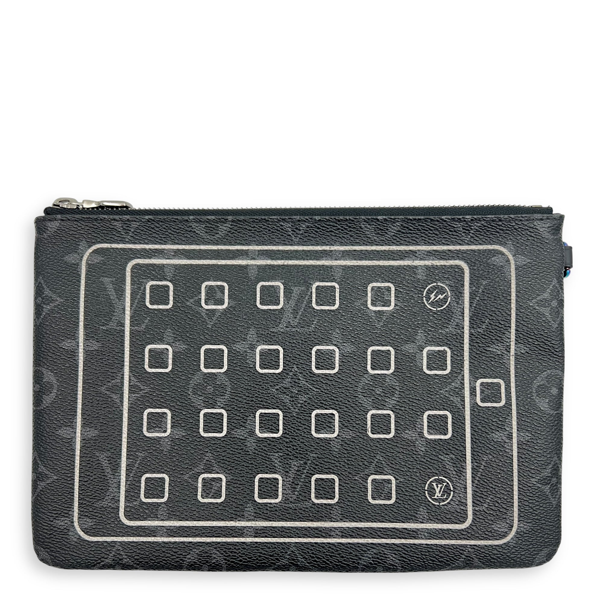 Fragment x Louis Vuitton Ipad Pouch Black in Coated Canvas, Mixed hardware